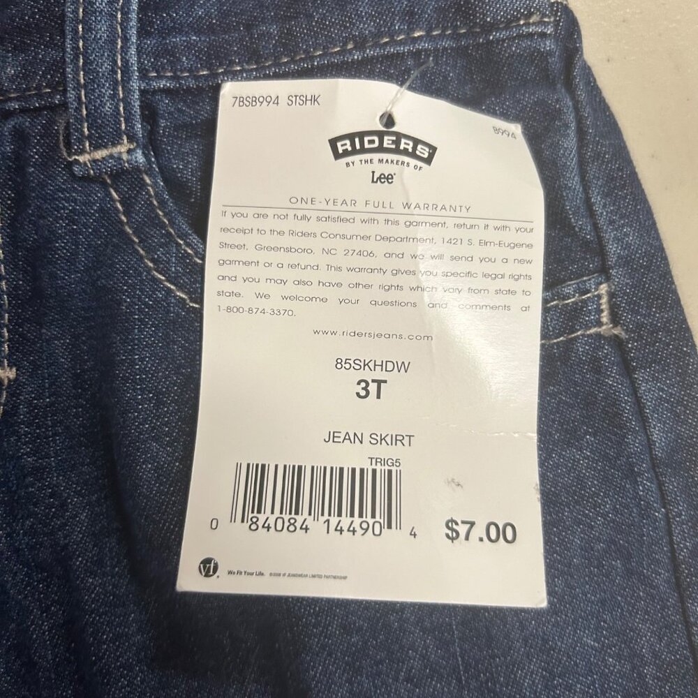 Riders by Lee Girls Denim Skirt Size 3T NWT - Picture 6 of 8